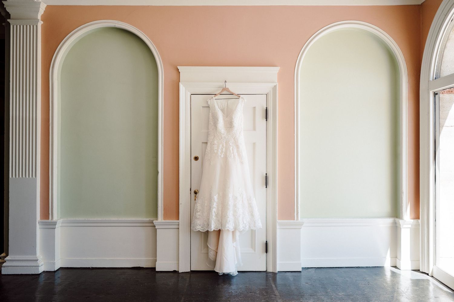 Dress hanging in the hallway.