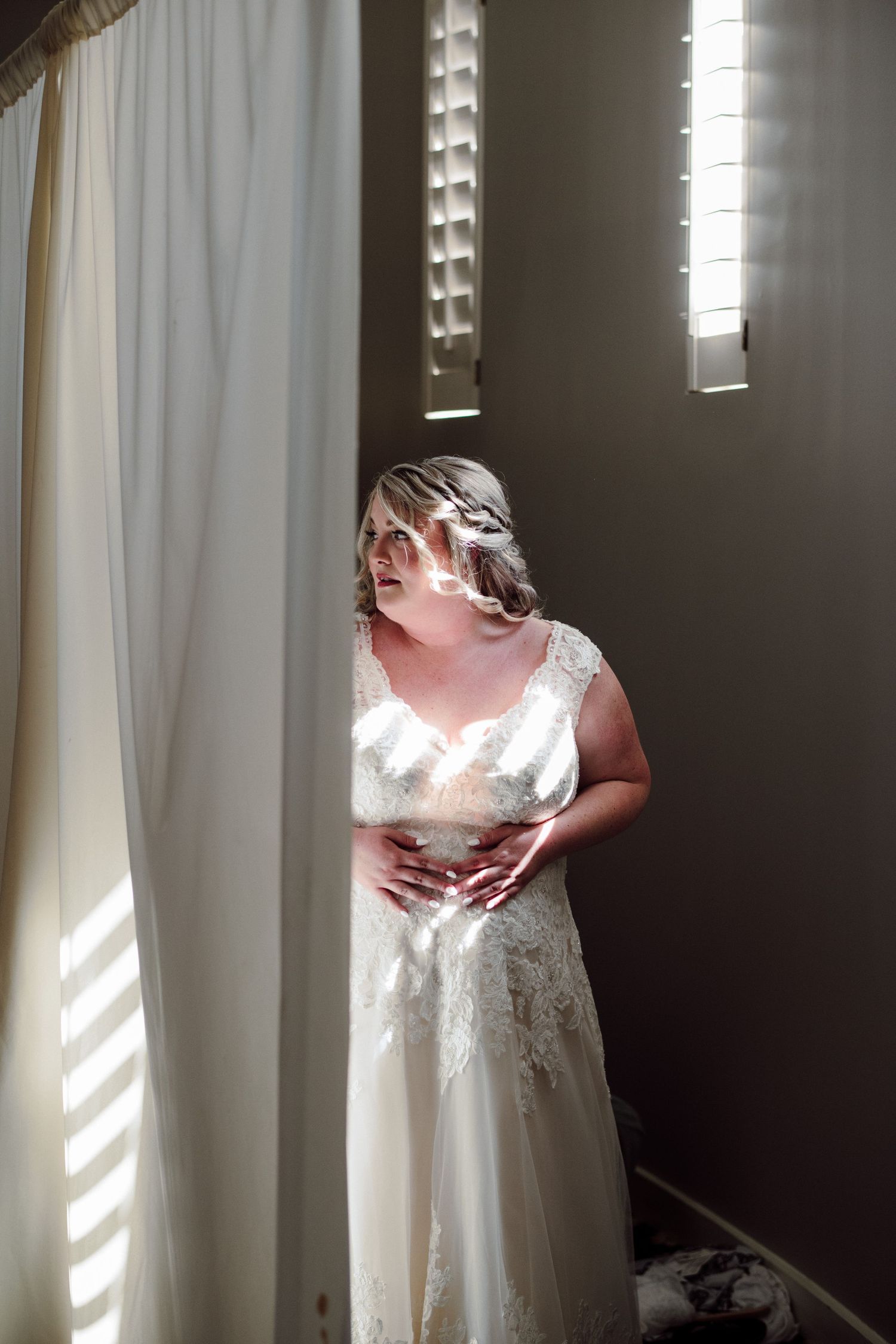 Bride in her wedding dress.