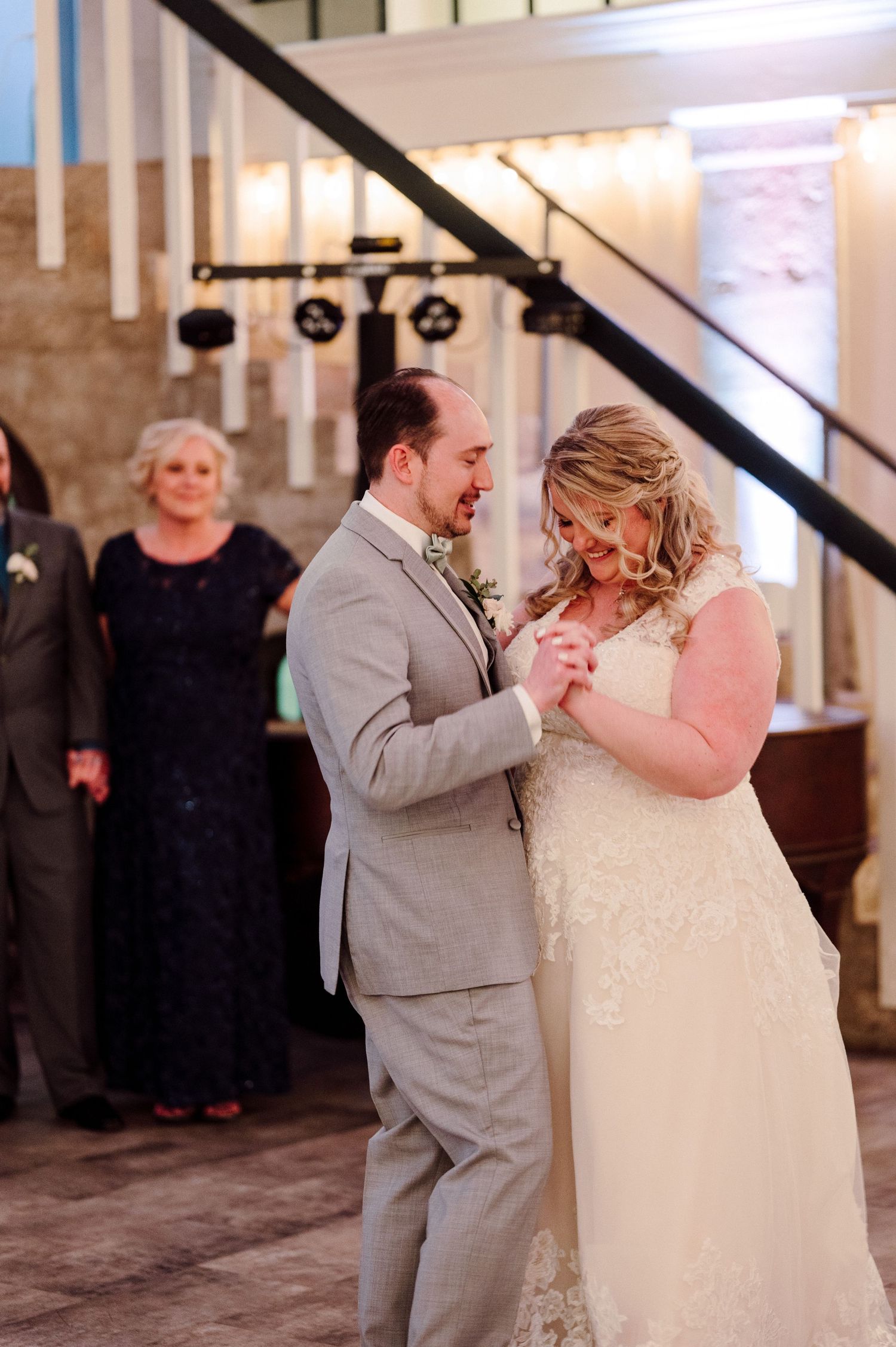 Bride and Groom dancing.