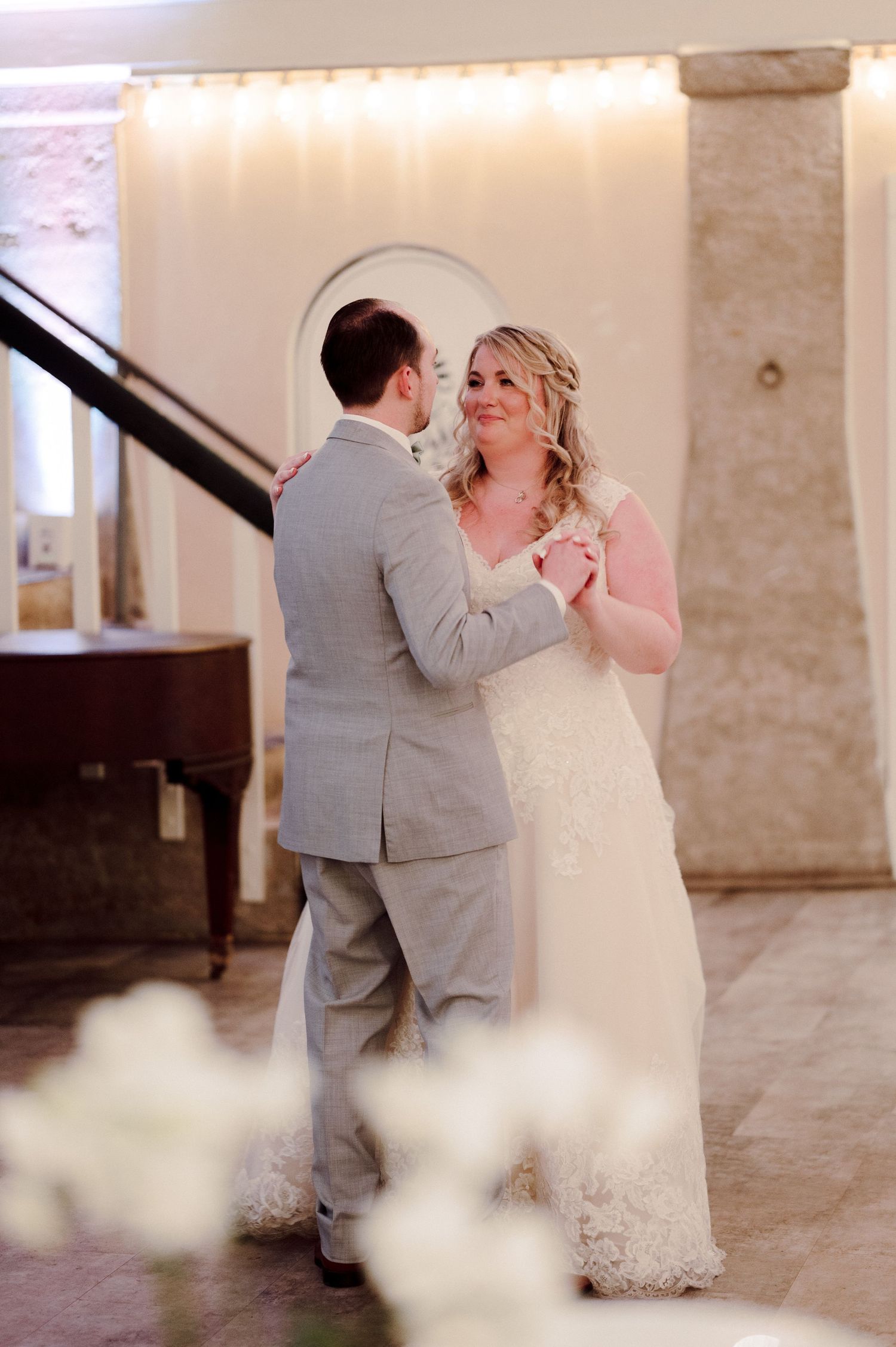 Bride and Groom dancing.