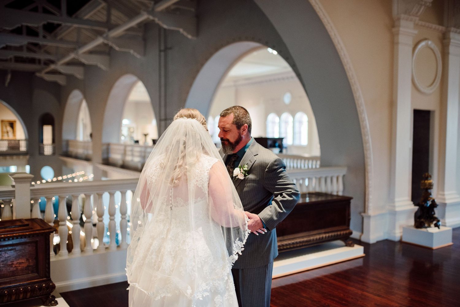 Fathers first look at his daughter bride.