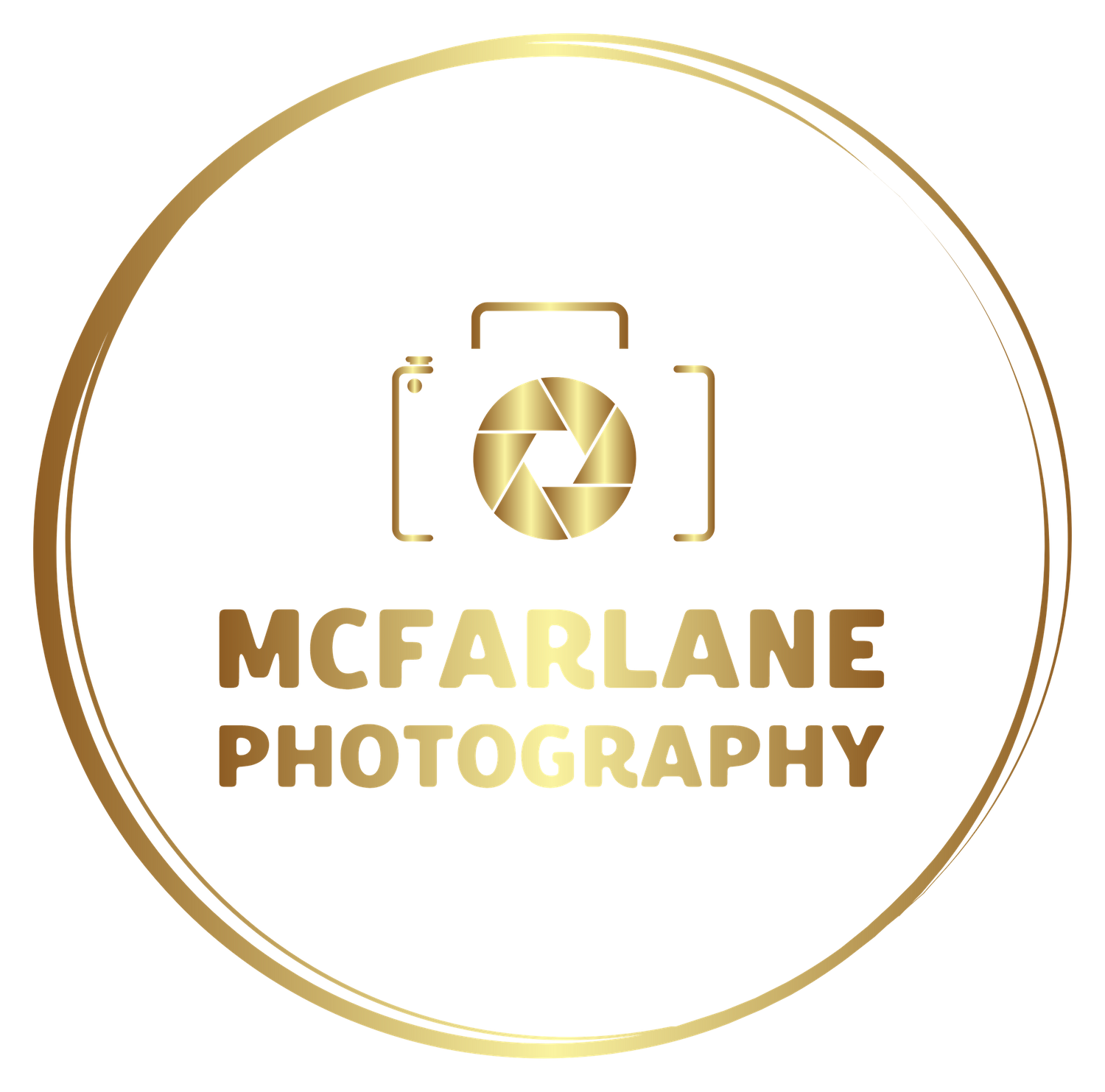 Gold foil photography business logo design elements on white background.