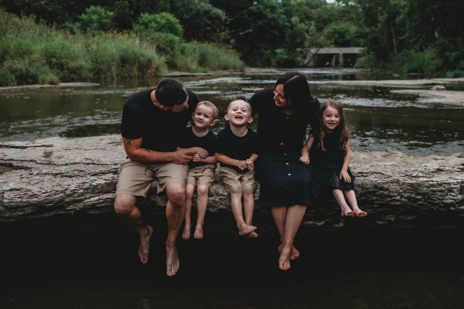 family photo, by the water