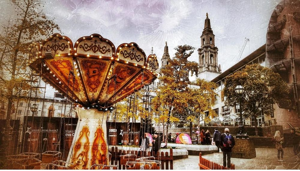 paul heaney photography city centre fairground in millennium square leeds with carousel merry-go-round