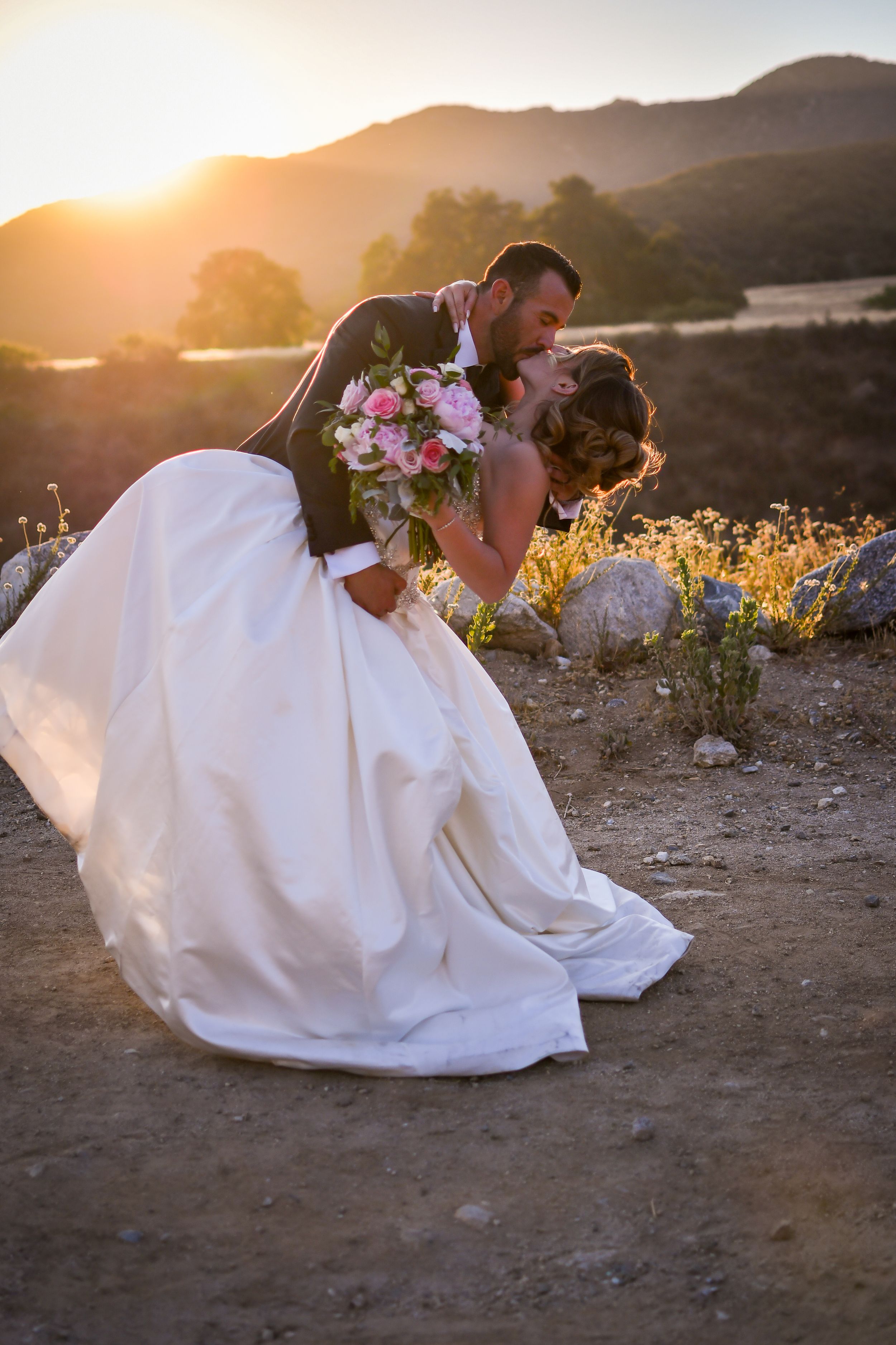 Bride and groom on their wedding day