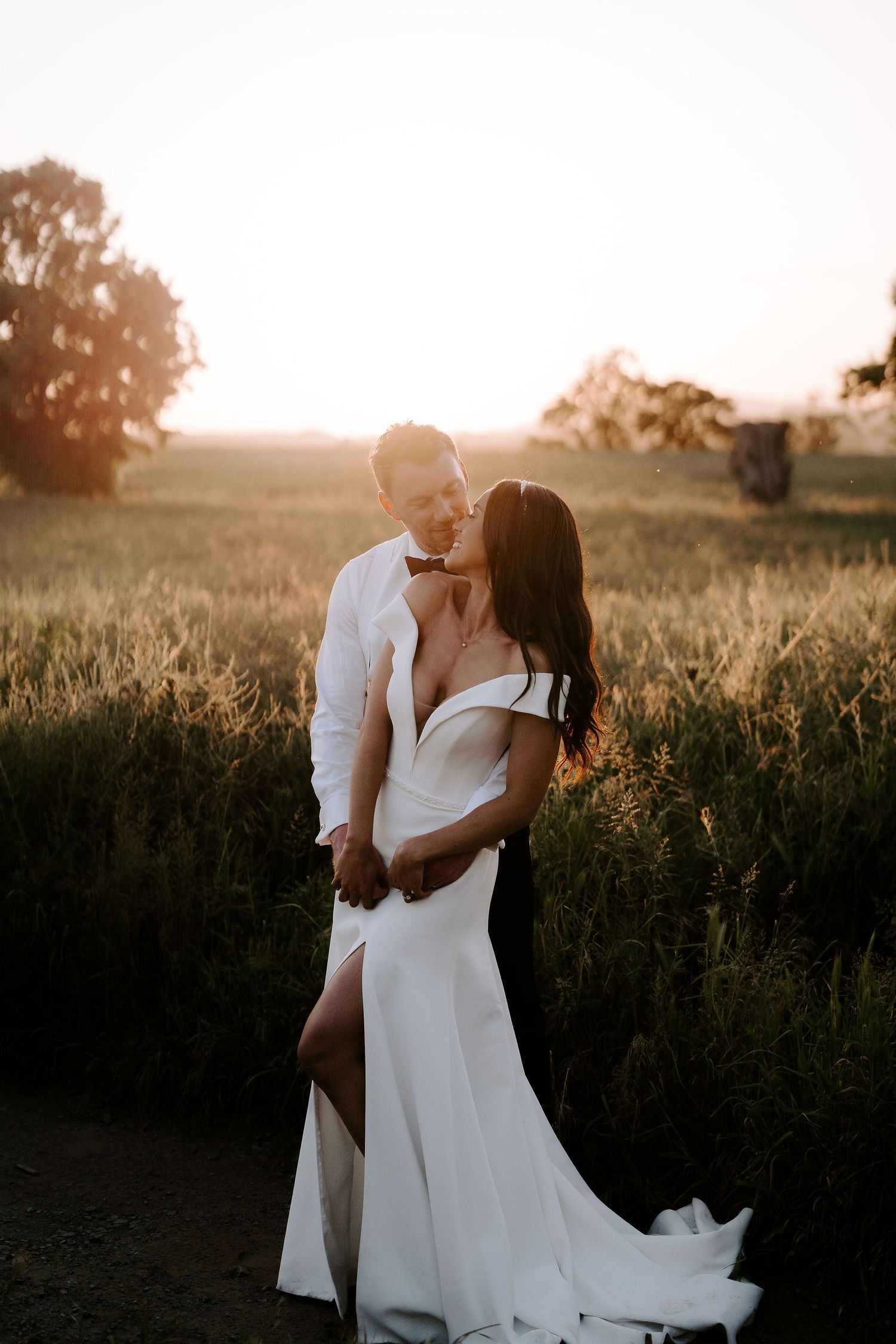 bride-and-groom-sunset-golden-hour-stockton-house-wedding-shropshire