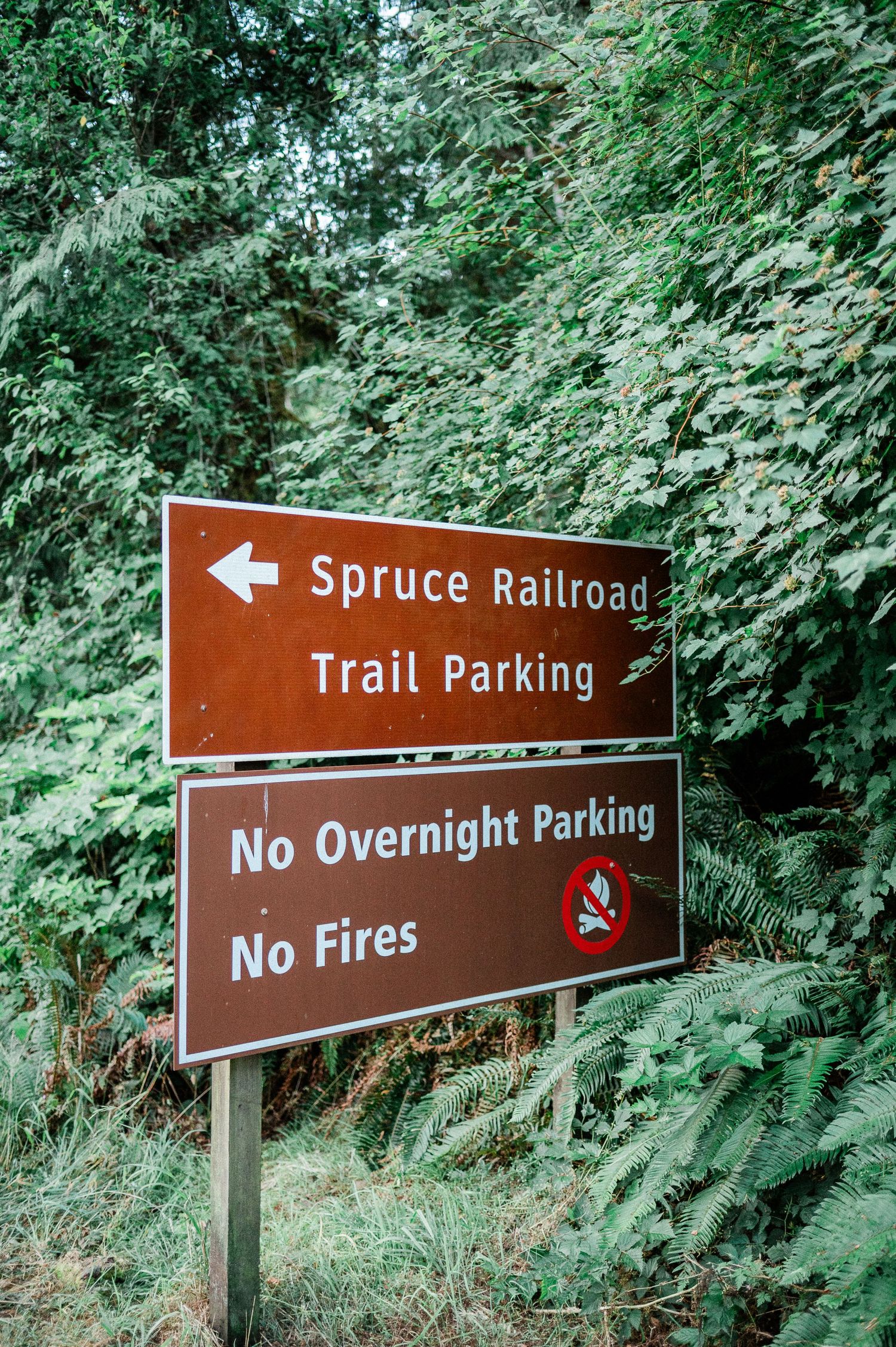 Sign of Spruce Railroad Trailhead.