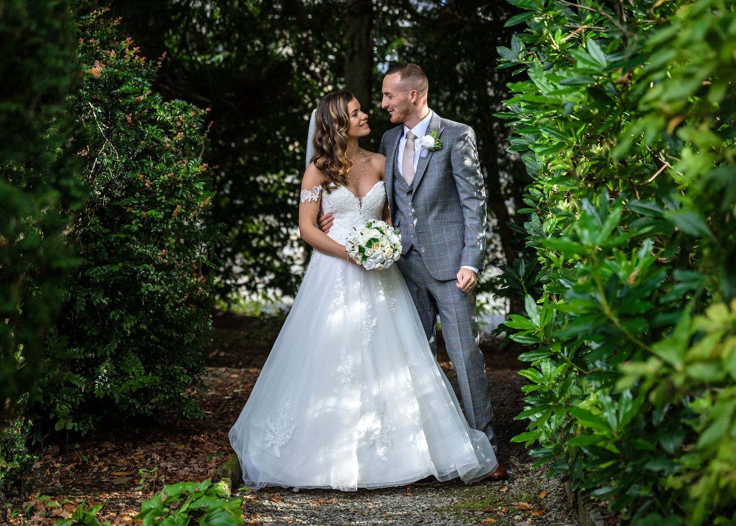 Bride and groom portrait at Briery Wood Hotel wedding