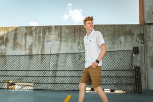 Senior boy downtown Marshall Michigan