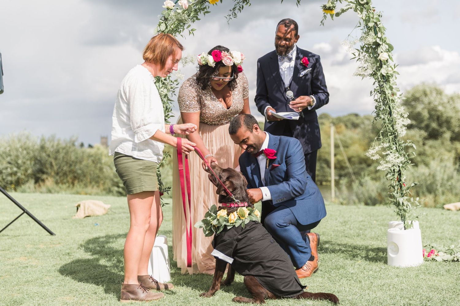 Hayley Elizabeth Photography Dogs at weddings Labrador ring bearer at Gloucestershire riverside venue