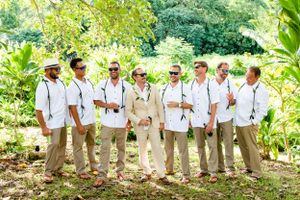 Wedding party group portrait in Oahu Hawaii.