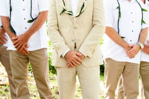 Wedding party group portrait in Oahu Hawaii.