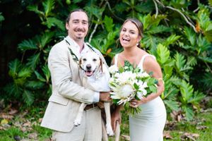 Romantic just married photos of couple in Oahu Hawaii.