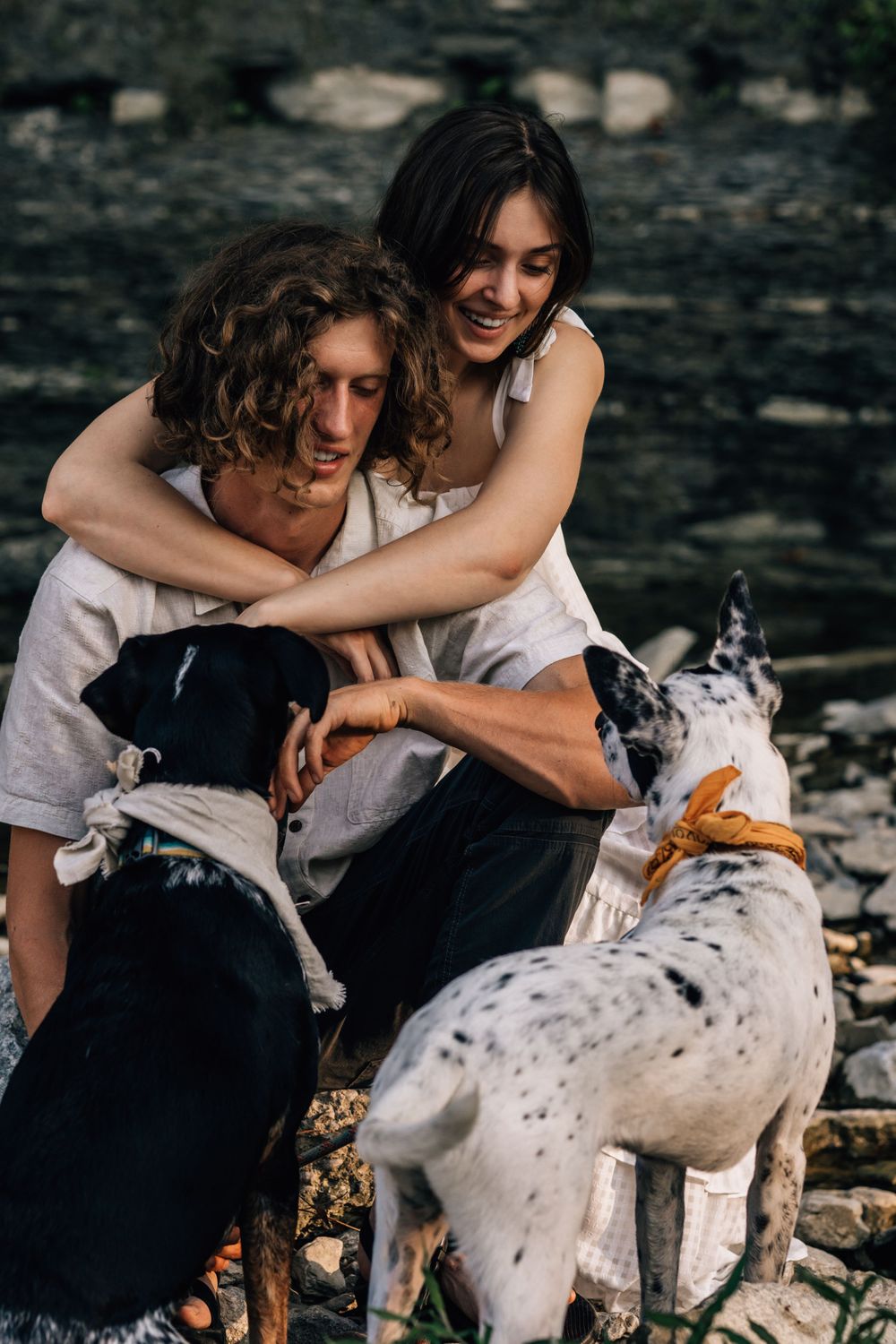 Couples pet photographer in Cincinnati Oh rescue Dog photos Dayton Ohio Couple adventure photography near me