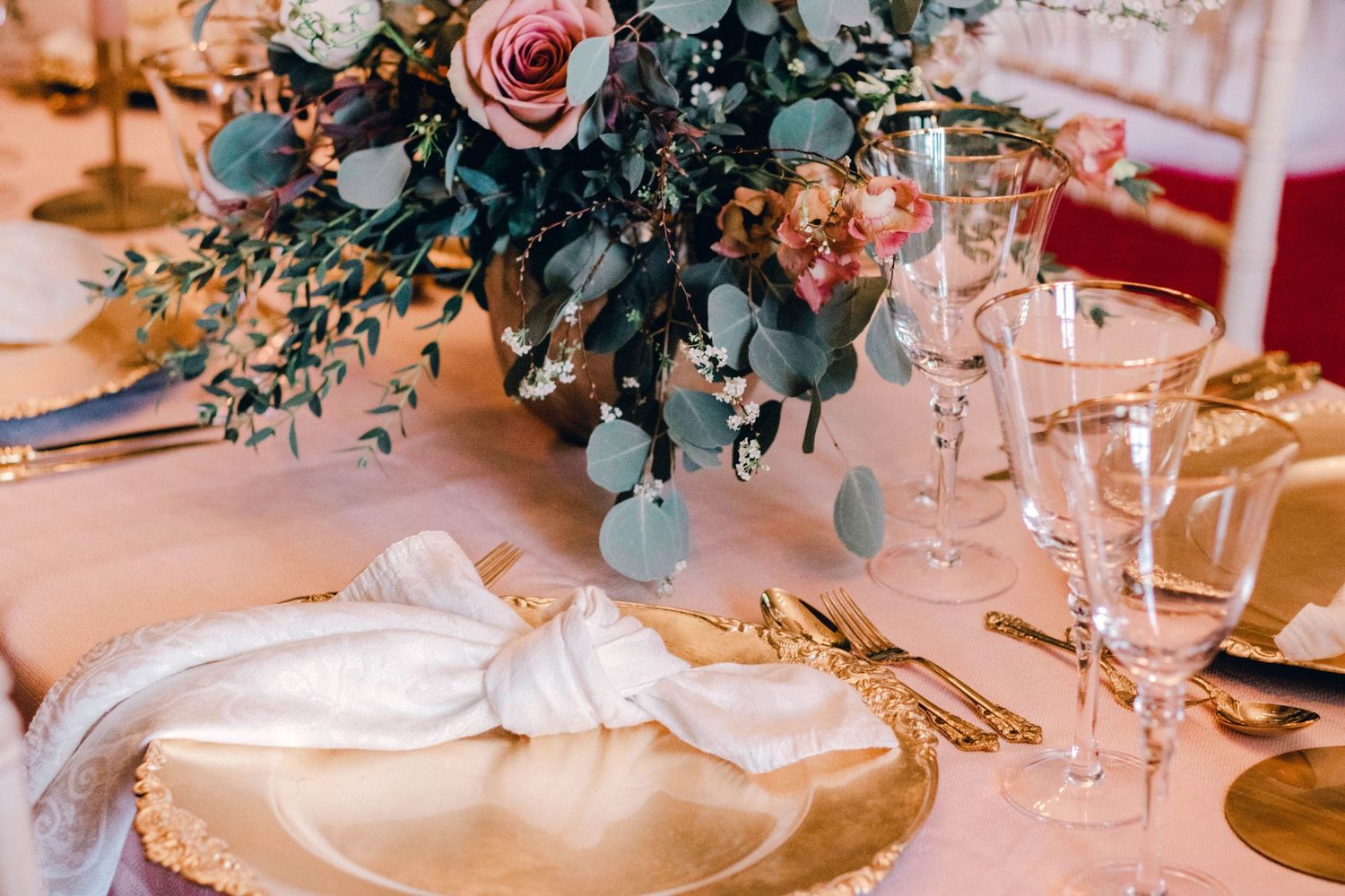 organic florals and romantic tablescape wedding reception