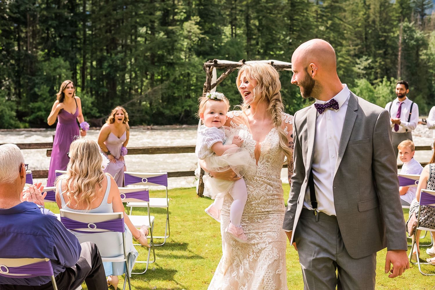 Ceremony celebration at Hope Golf Course. Photo taken by Kari Mills Photography, Vancouver wedding photographer.