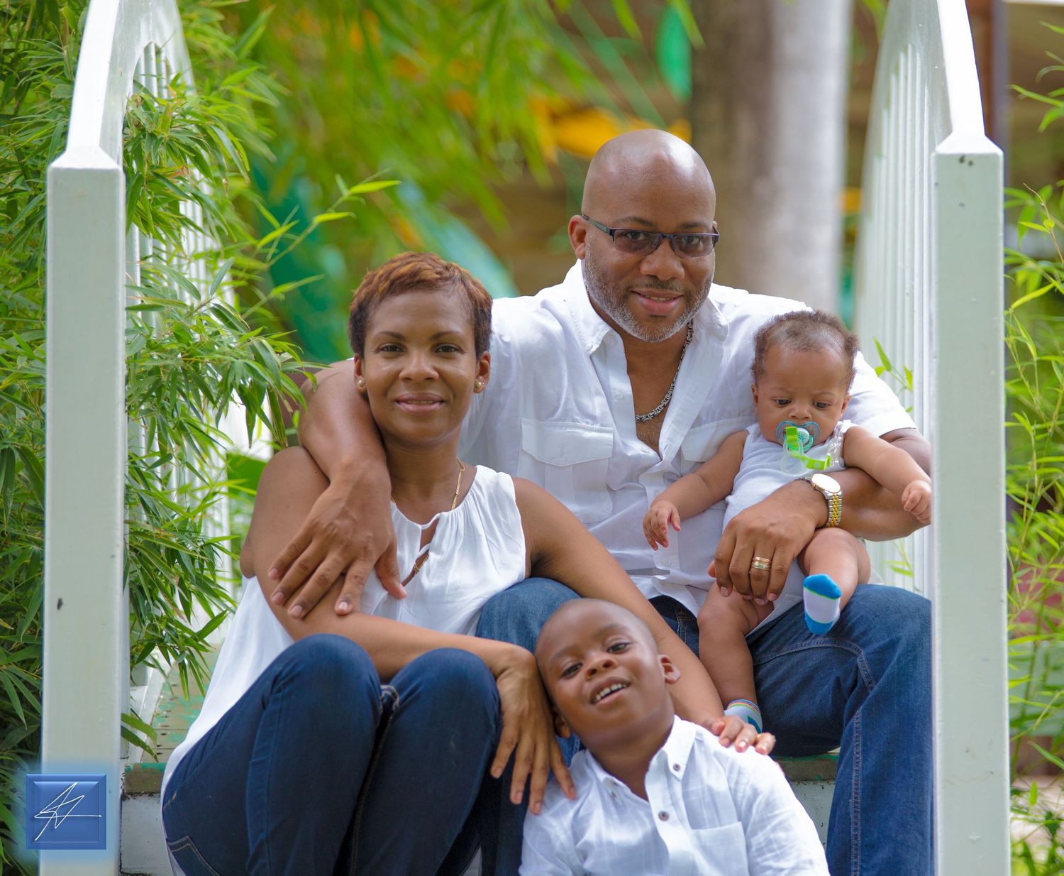 father and mother with two kids