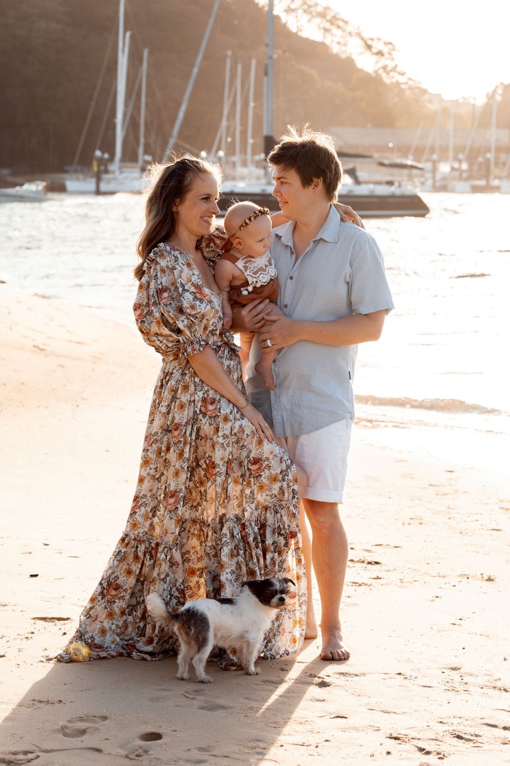 family with a dog and their photoshoot in Sydney