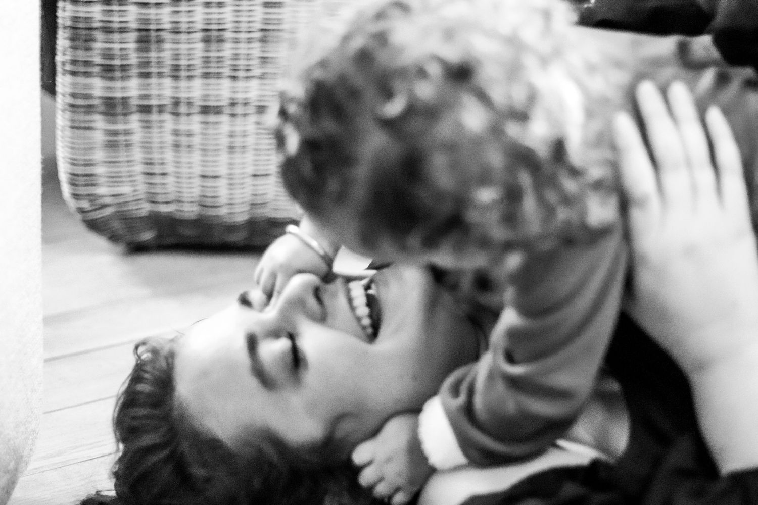 Mum and child playing at home in Surrey, UK