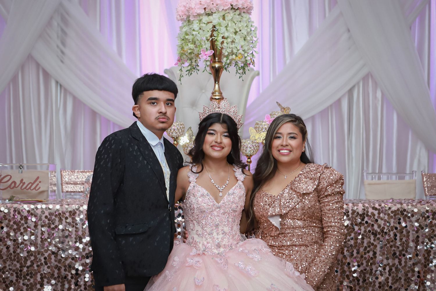 Family photo Quinceanera brother & Mom