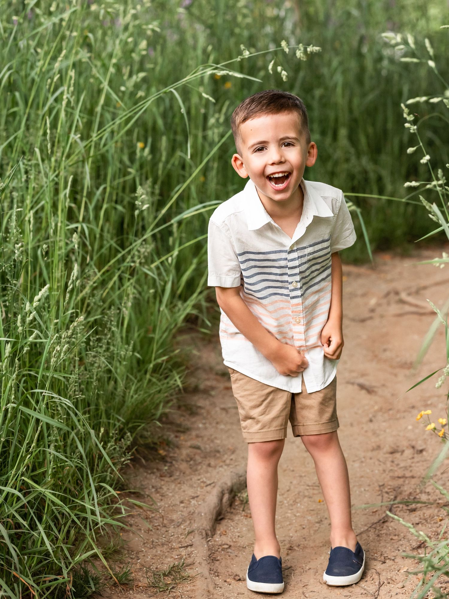 outdoor child photography boy laughing