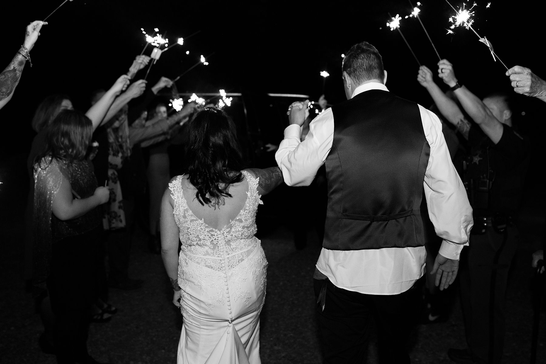 Magical Farewell: Cleveland Outdoor Wedding Sparkler Send Off Creates Enchanting Memories
