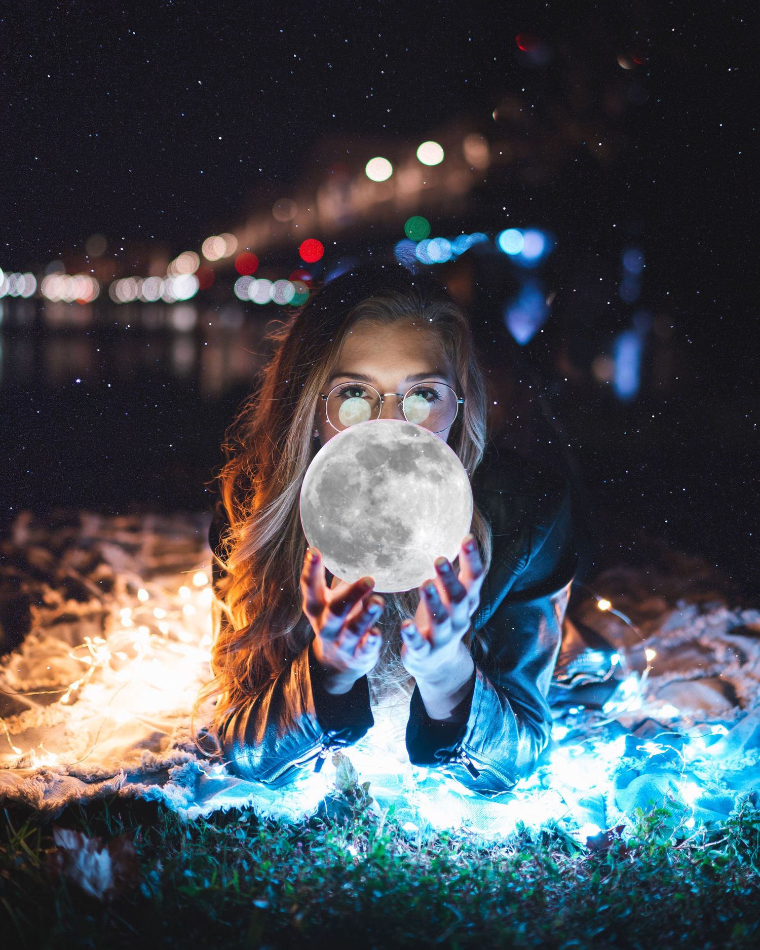 Portrait of a Beautiful model holding a moon in Louisville