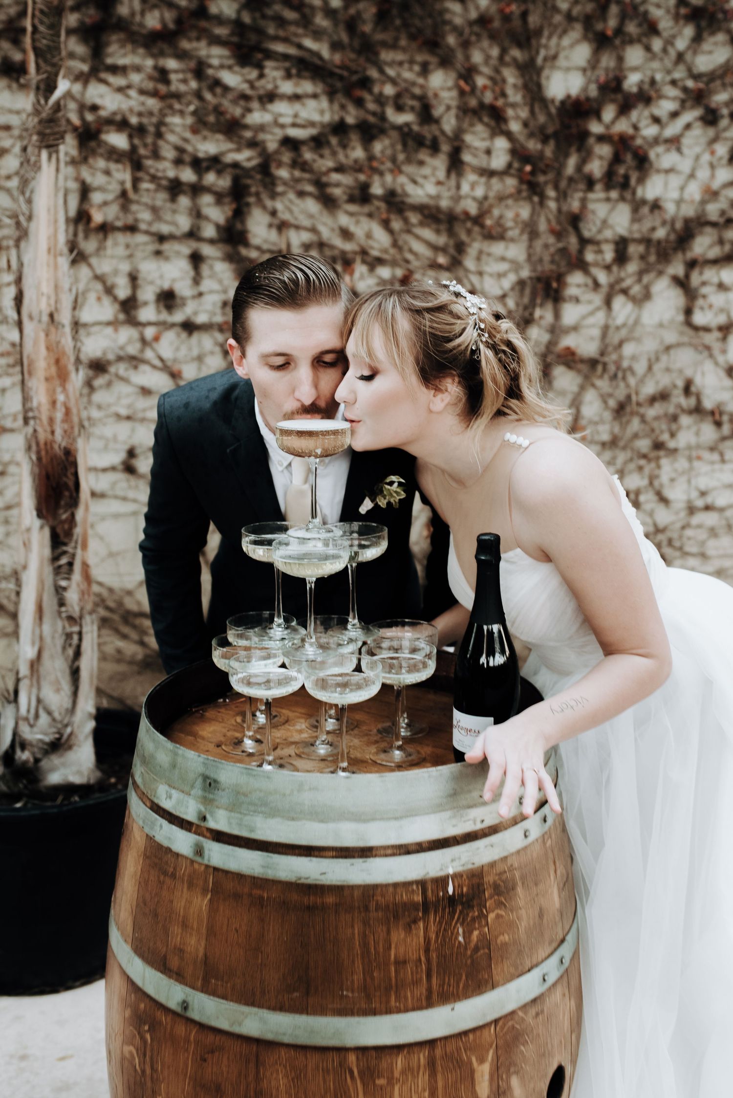 Champagne tower elopement