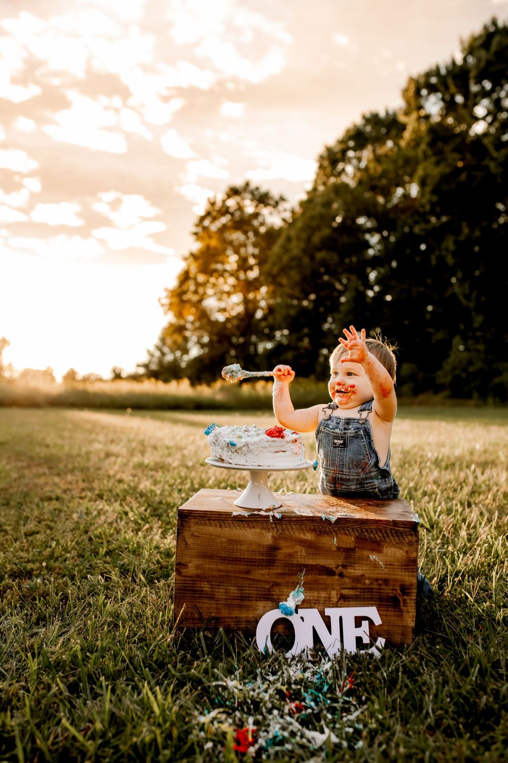 Baby milestone session in Hickory NC with neutral studio tones