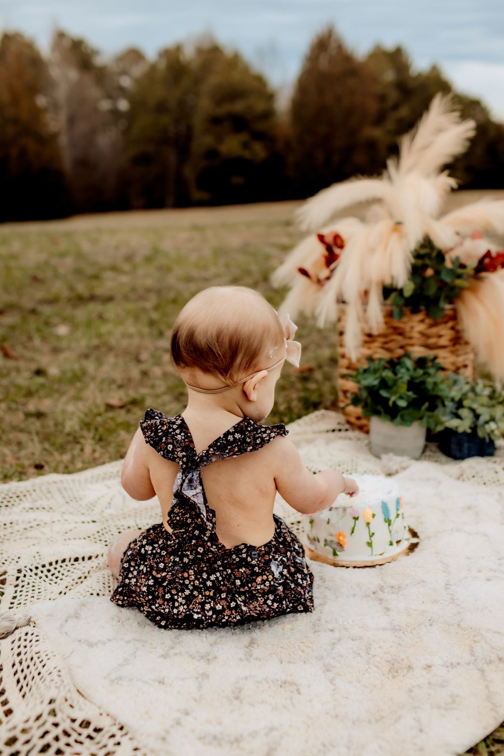 Toddler milestone photography in Lincolnton NC with outdoor setting