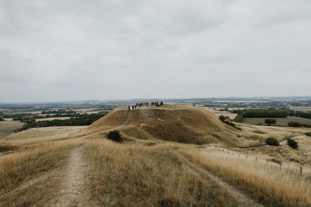Wedding ceremony at Uffington White Horse in Oxfordshire