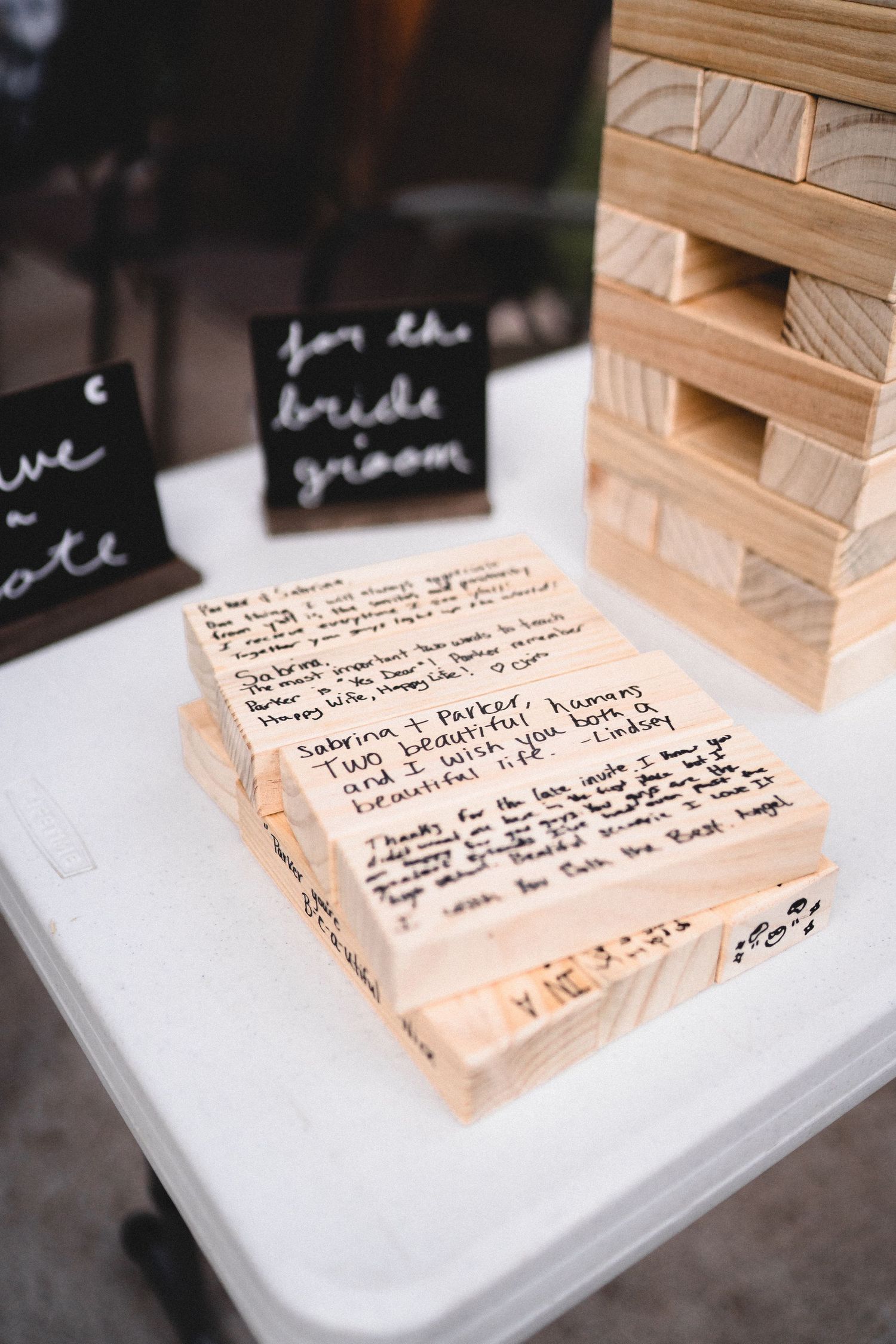 Wedding reception guest book ideas Big Jenga blocks