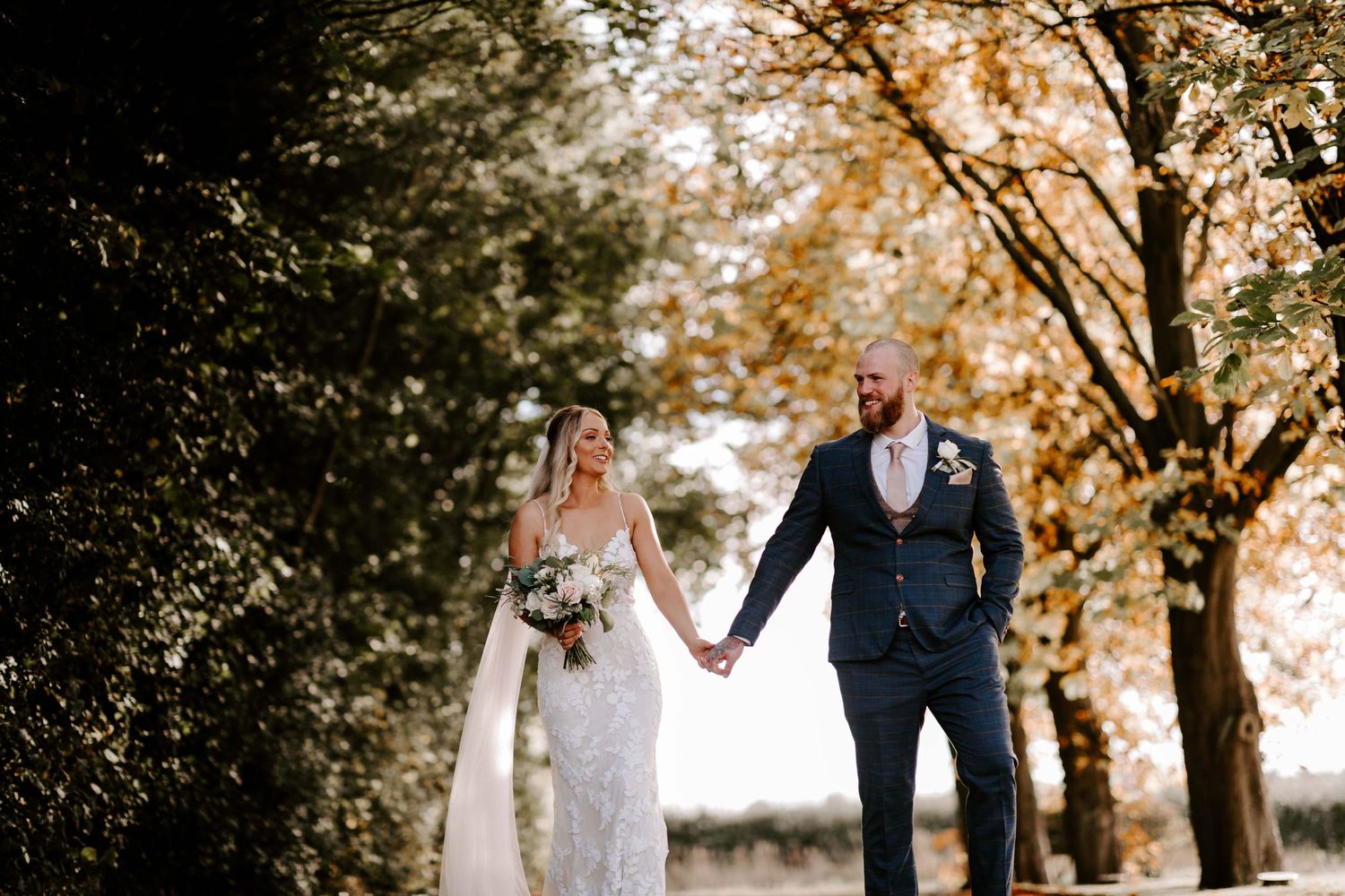 Horton Grange wedding, Northumberland, couple on portrait shoot