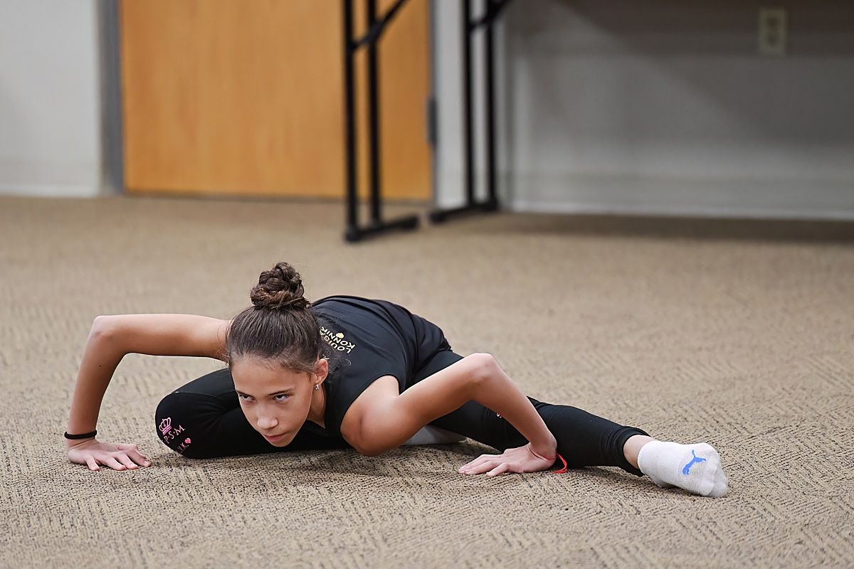 Rhythmic Gymnast working on focus with eyes