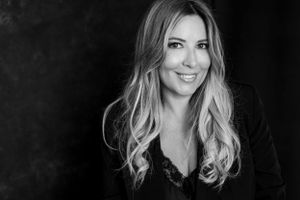 Selvaggia Lucarelli portrait in black and white