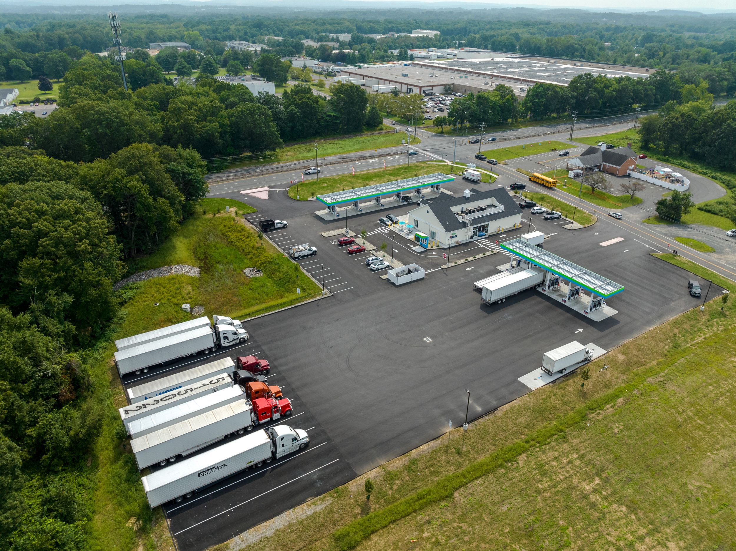Aerial photo of Pride Gas Station in South Windsor, Connecticut by CMEDINA PHOTOGRAPHY. Commercial Real Estate Photography.