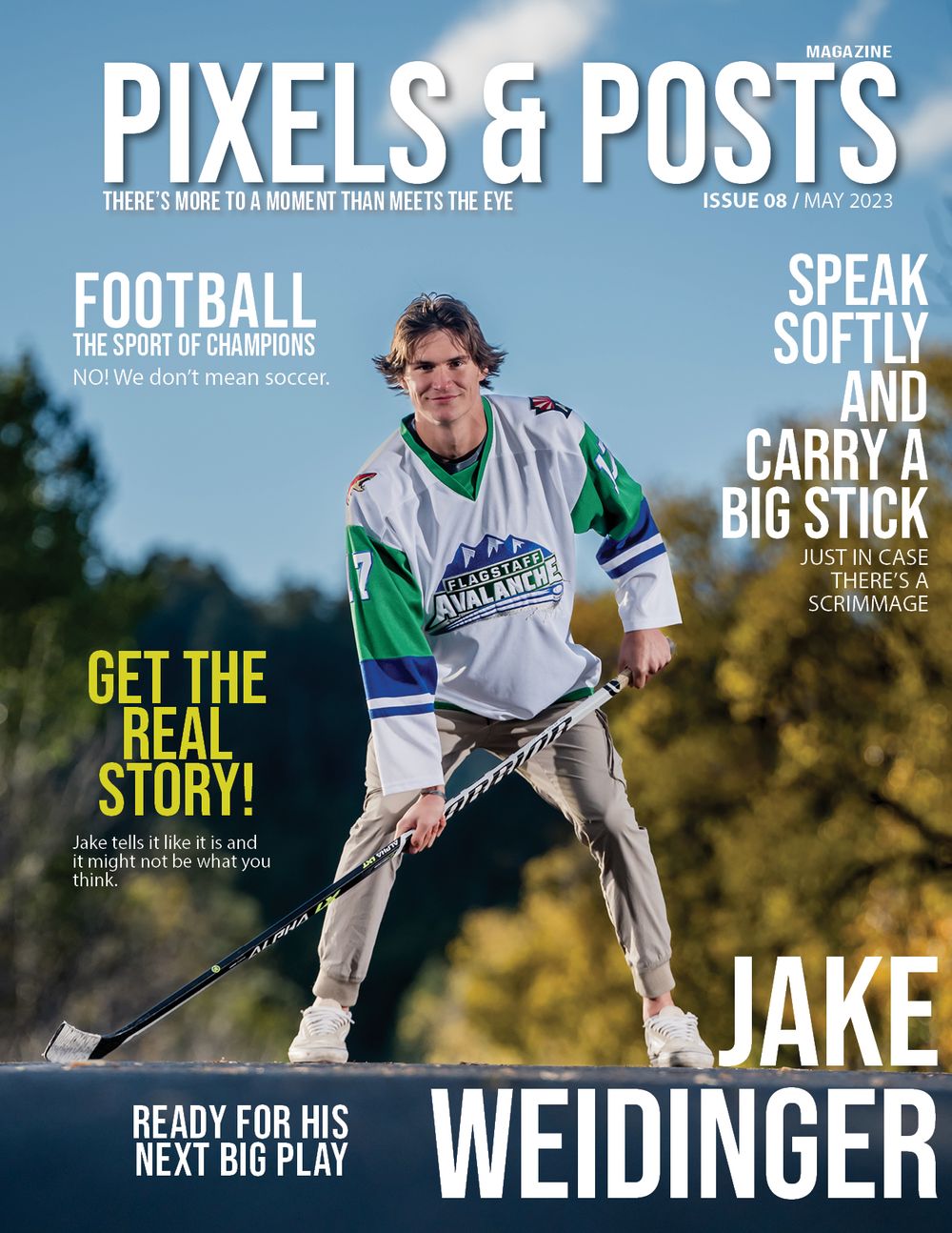 Sports magazine cover featuring football story with player in athletic gear against outdoor setting.