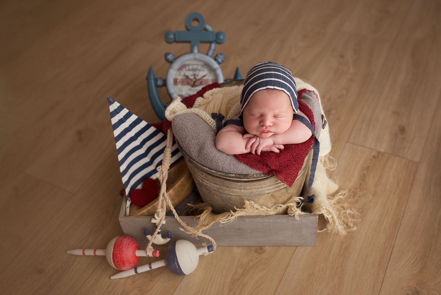 Nautical theme newborn boy set up