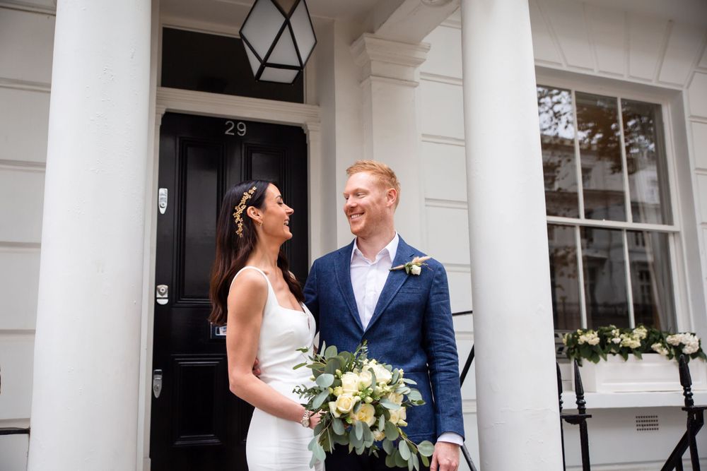 bride and groom in chelsea london