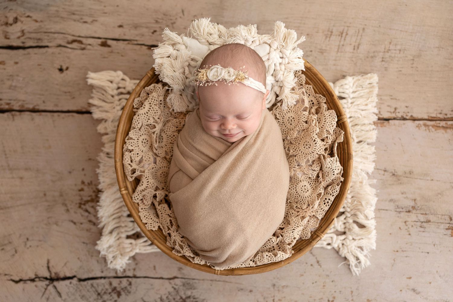 newborn girl smile