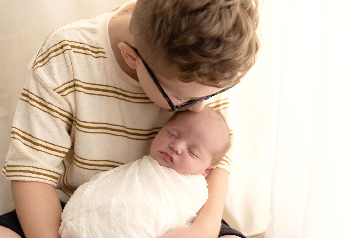 Newborn baby girl brother siblings