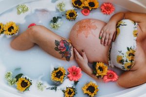 milk bath Maternity in home sessions, high desert maternity photographer, Southern California maternity photographer