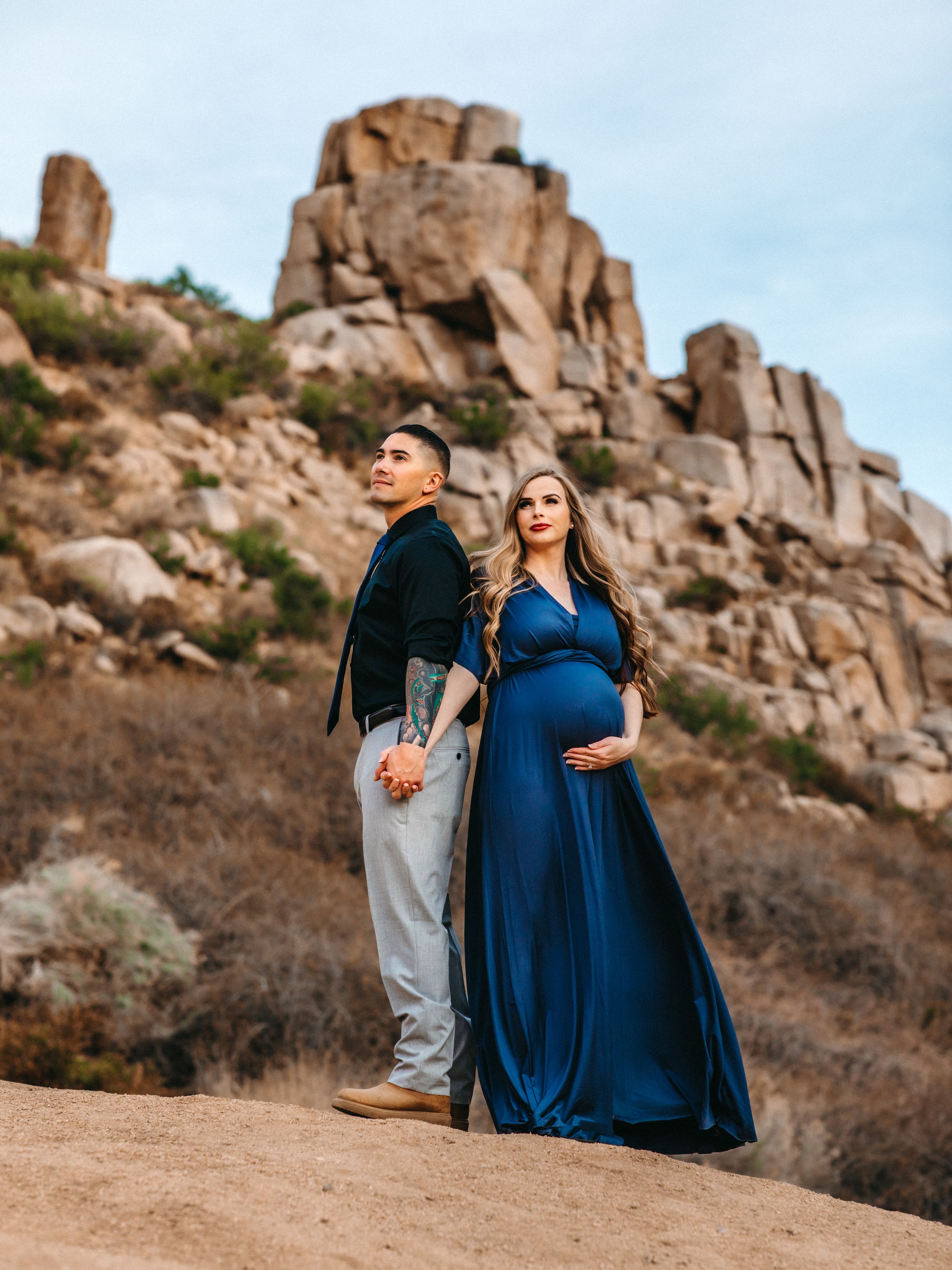 Rocky desert maternity photoshoot high desert Southern California