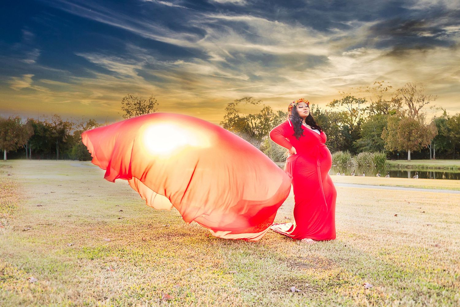 Maternity at sunset in Montgomery Alabama at Shakespeare