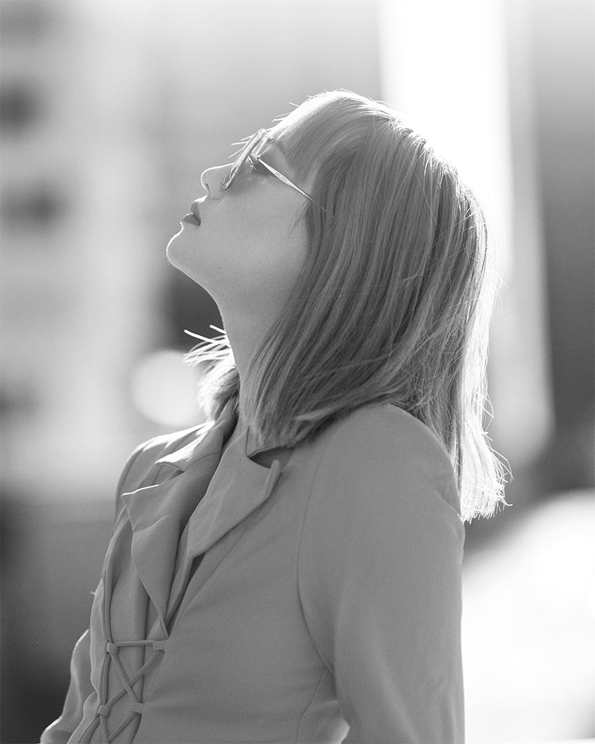Black and white portrait rooftop DTLA