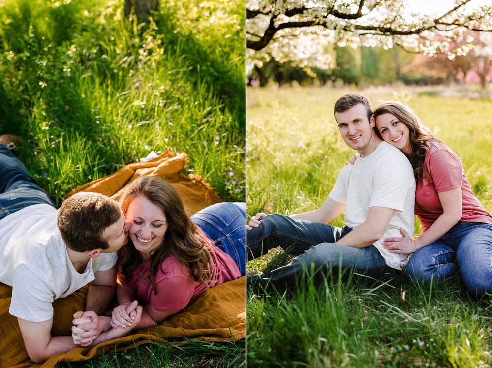 candid engagement session Toledo botanical gardens