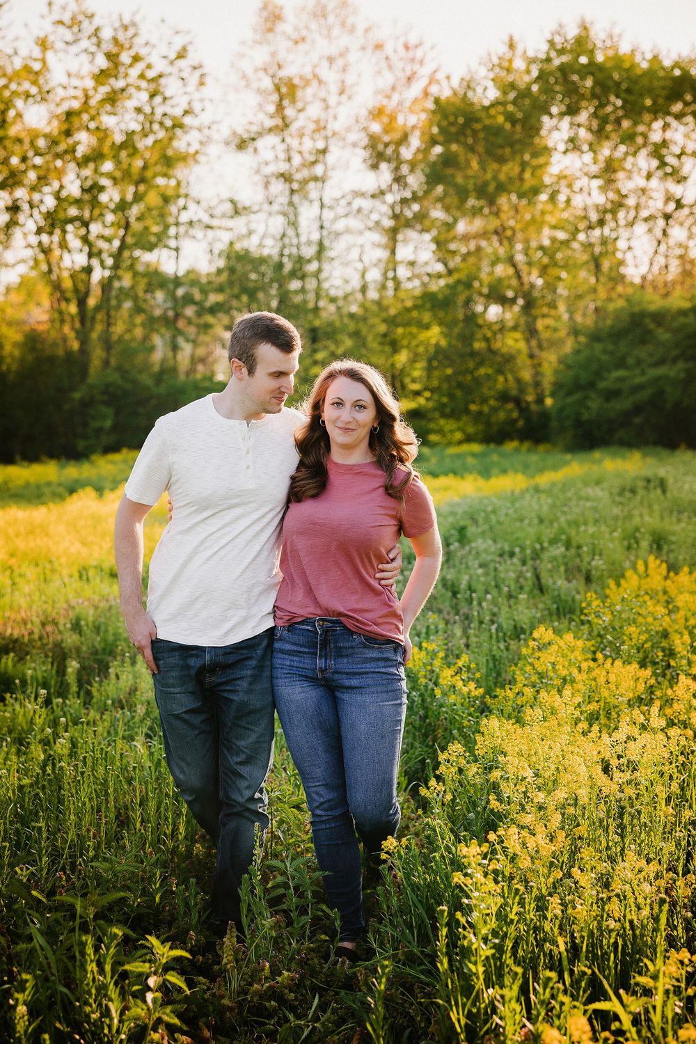 yellow wildflower field engagement session Toledo Ohio