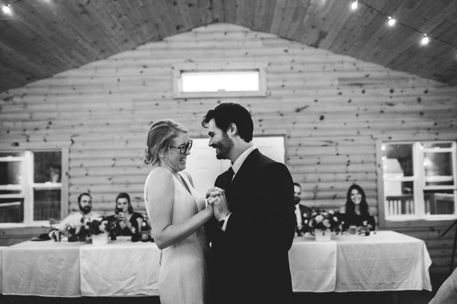 Bride and Groom during their first dance at Camp Huronda-Alexis Anne Photography-Muskoka Wedding Photographer