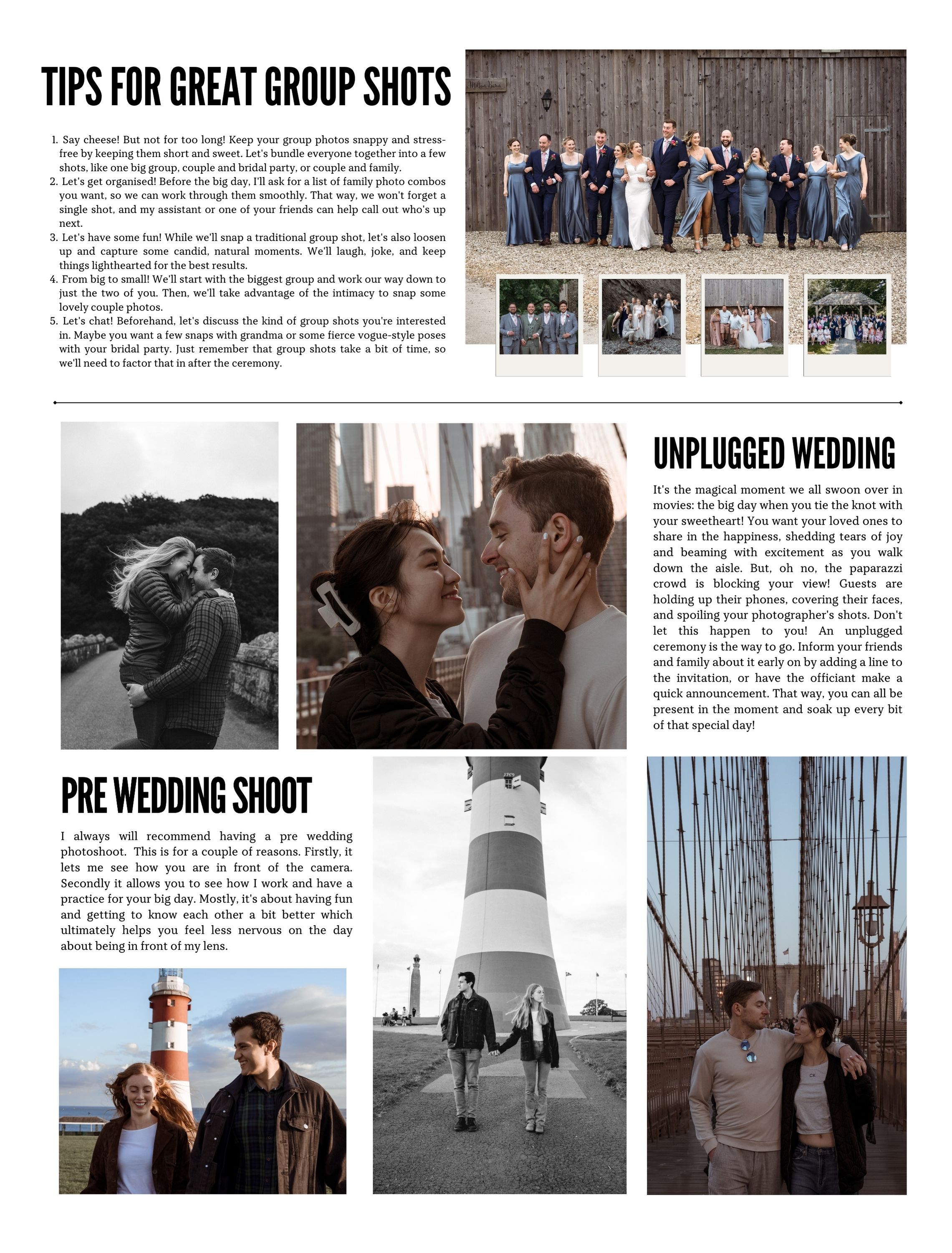 wedding photographer newspaper tips