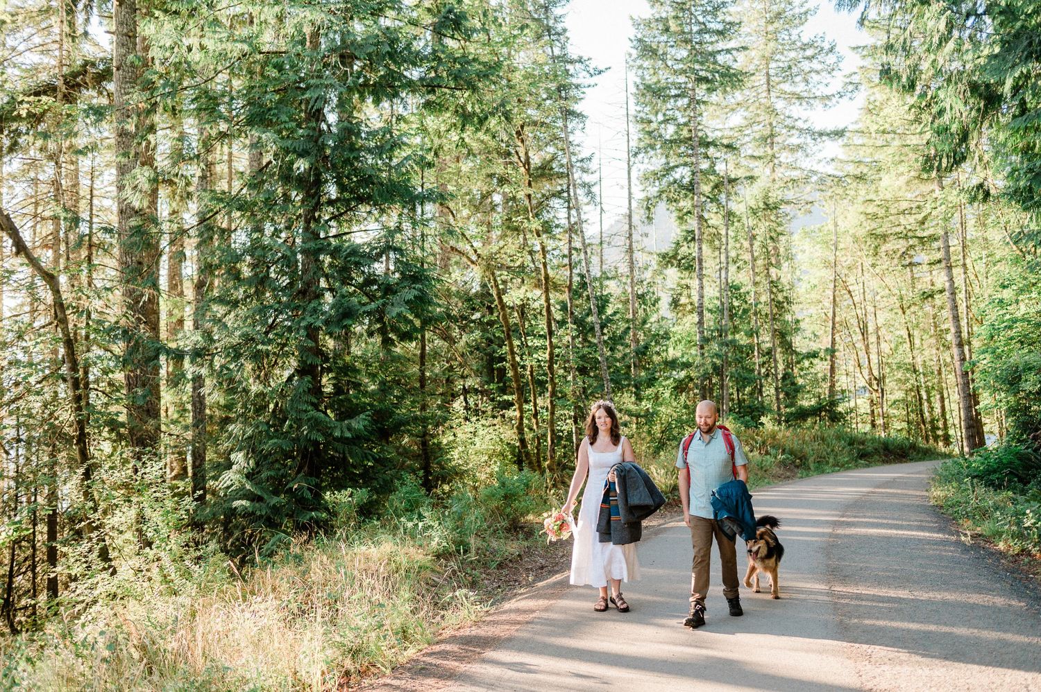 couple walking along pathed path